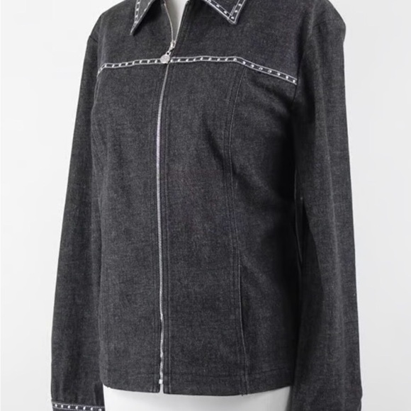 St. John Sport Jackets & Blazers - St John Sport Studded Gray Denim Jacket Size Small